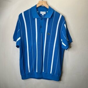 Lacoste Men's Blue Striped Polo Shirt Size M